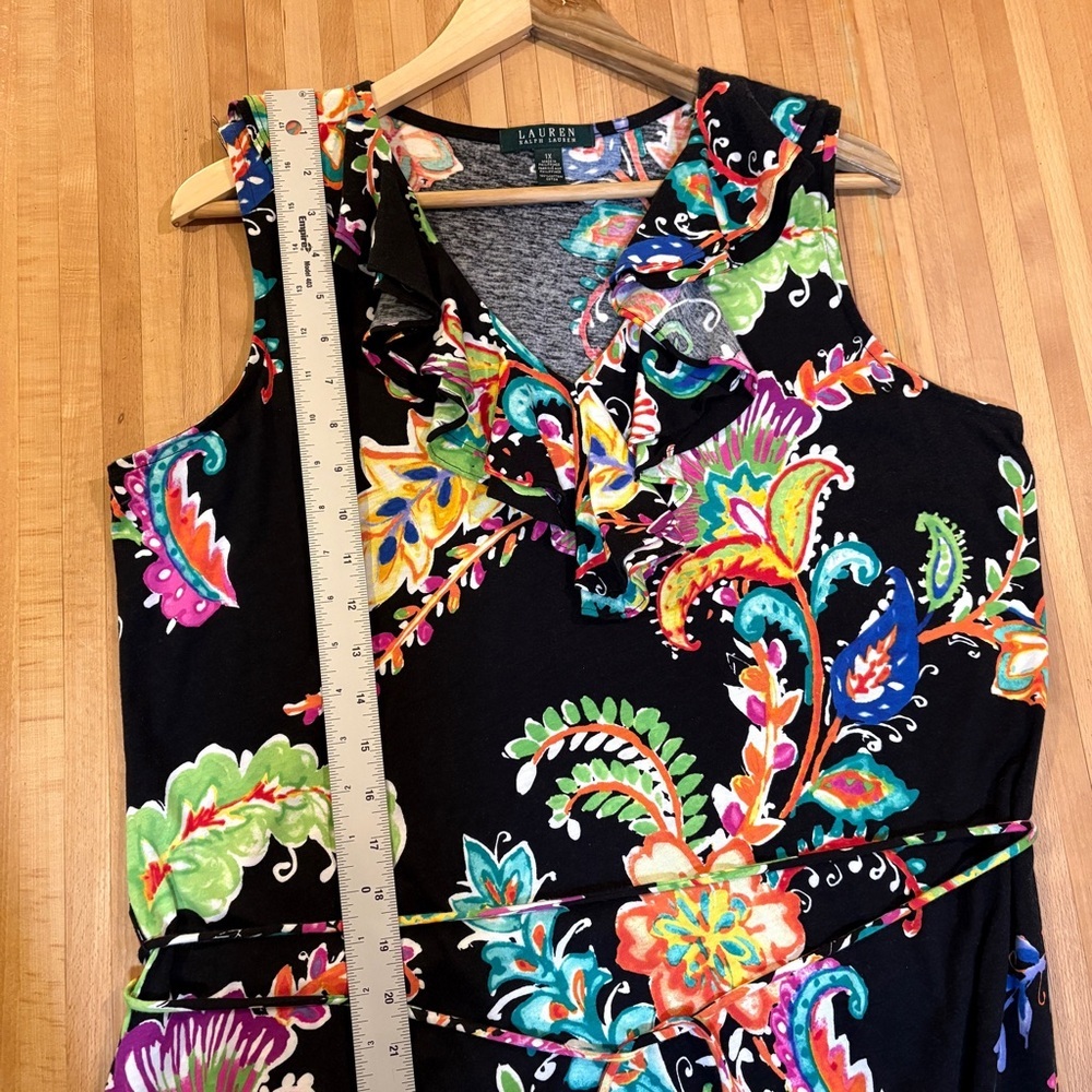 Ralph Lauren Black Floral Sleeveless Dress Resort Colorful Beach Vacation - Picture 12 of 13